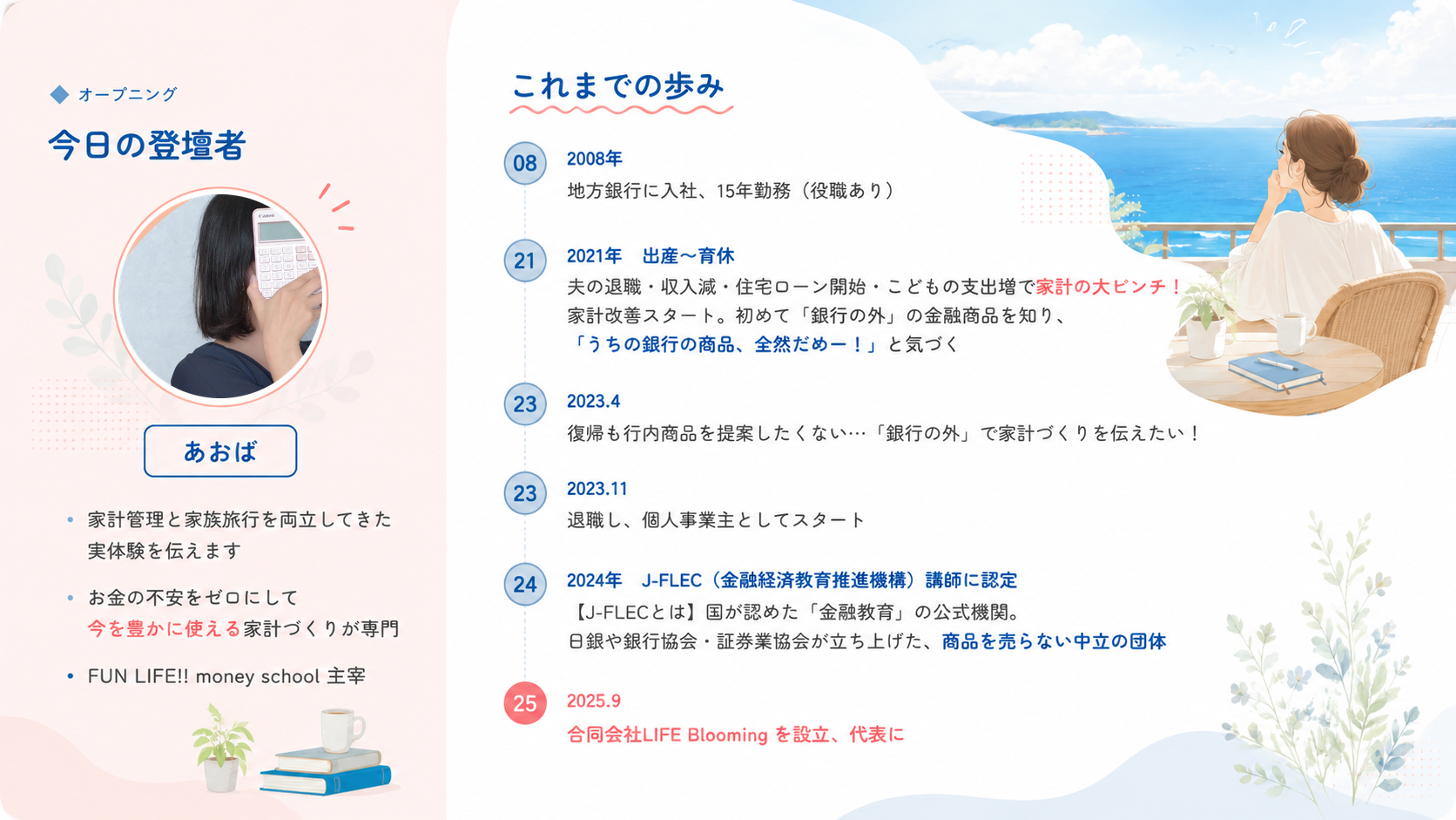 今日の登壇者 あおば／これまでの歩み